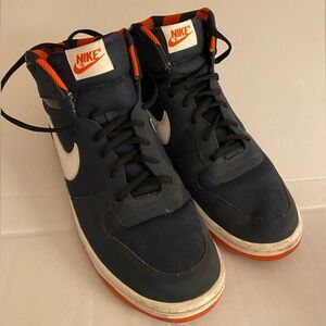 Nike Men's Black and Orange High-Top Sneakers Obsidian White Team  Size 10.5